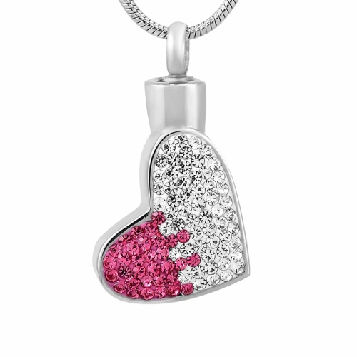 Naszyjnik na prochy Serce Rose Crystal ze stali szlachetnej z cyrkoniami